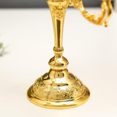 Подсвечник металл на 5 свечей "Розовый вечер" цвет золото 20,5х21х21 см