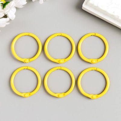 Кольца для творчества (для фотоальбомов) "Жёлтое" набор 6 шт d=3 см