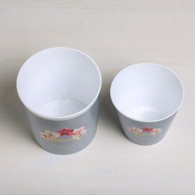 Набор кашпо 2 в 1 Flowers, тиснение, 0,8 и 1,6 л, 11 х 12 и 14 х 14 см