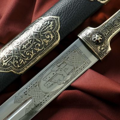 Кинжал сувенирный "Рагдан" кожа, мельхиор
