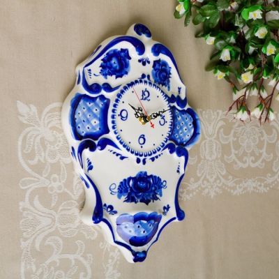 Часы настенные "Сказка", гжель, фарфор, 2с
