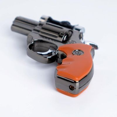 Зажигалка газовая "Револьвер с прицелом", серебро,