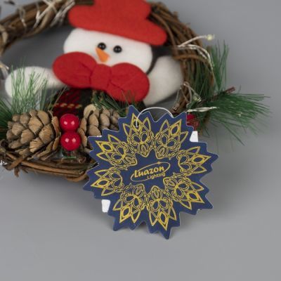 Светодиодная фигура «Венок со снеговиком» 14 см, пластик, батарейки CR2032х2 (не в комплекте), свечение мульти