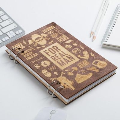 Ежедневник в деревянной обложке For real man 96 листов, А5