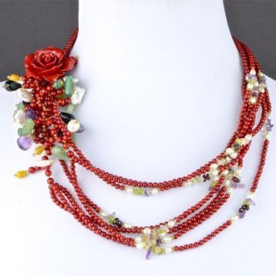 Колье Коралл, самоцветы  "Мисс Очарование" арт.КР-1564