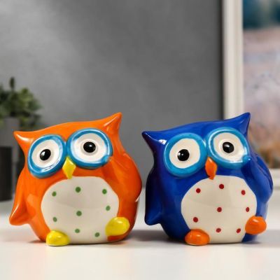 Копилка керамика "Сова в горошек" МИКС 11,5х11х8,5 см