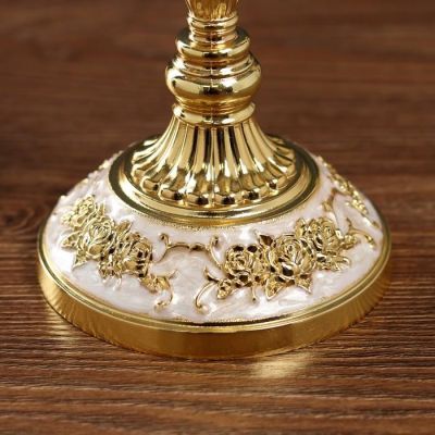 Подсвечник металл на 3 свечи "Розарий" золото, белая эмаль 36,5х31,5х12 см