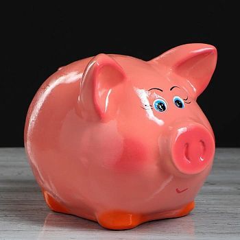 Копилка "Поросёнок Пупсик", глянец, розовый цвет, 16 см