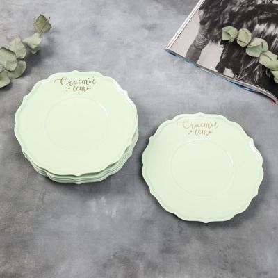 Набор тарелок «Счастье есть», 20 см, зелёные, 6 шт