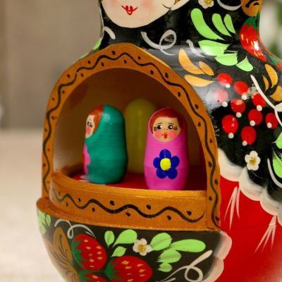 Сувенир музыкальный «Матрёшка», хохлома, 20 см