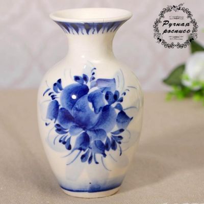 Вазочка №3 фарфор, гжель, 10x6 см