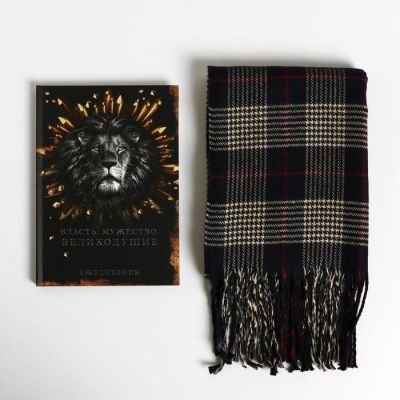 Набор "Мужчине №1", теплый шарф и ежедневник
