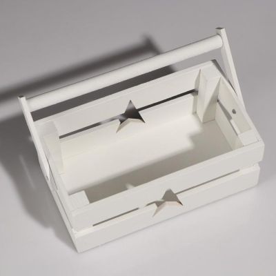 Кашпо деревянное 24.5×13.5×9 см "Двушка Лайт" двухреечное, звезда, белый Дарим Красиво