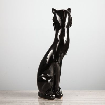 Копилка "Кошка Сиамская", глазурь, чёрная, 43 см
