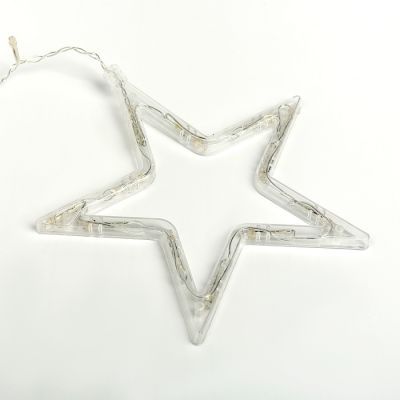 Гирлянда «Бахрома» 2.4 × 0.9 м с насадками «Звёзды», IP20, прозрачная нить, 138 LED, свечение тёплое белое, 8 режимов, 220 В