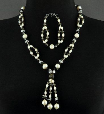 Комплект Раухтопаз, жемчуг "Балерина" арт.БУГ-454