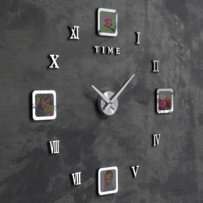 Часы-фоторамка наклейка, d=70 см, рамка 13х13 см, 1АА, плавный ход