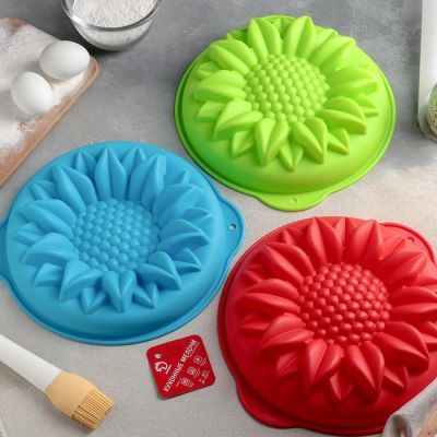 Форма для выпечки Доляна «Подсолнух», 29×6 см, с ручками, цвет МИКС