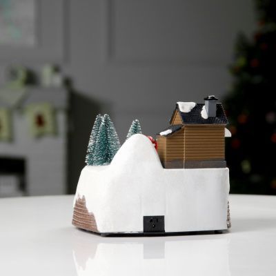 Светодиодная фигура «Поезд и Дед Мороз» 20 × 20 × 16 см, полистоун, батарейки ААх3 (не в комплекте), USB, свечение тёплый белый