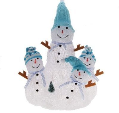 Фигура акрил. "Семья озорных снеговиков" (28х26х20 см.)