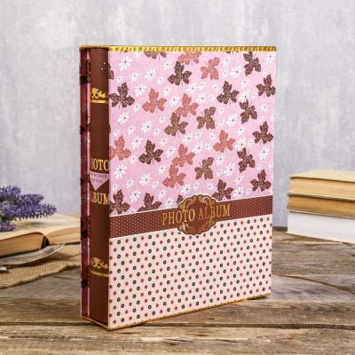 Фотоальбом на 200 фото 13х18 см "Листья" золотая обводка, в коробке МИКС 29,5х23х5,5 см