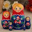 Матрёшка «Красные цветочки», красный платок, 5 кукольная, 10 см