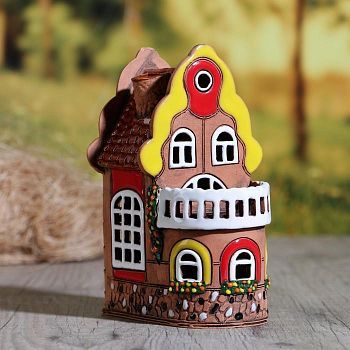 Аромалампа Домик «Веранда», 18 см, ручная работа, микс