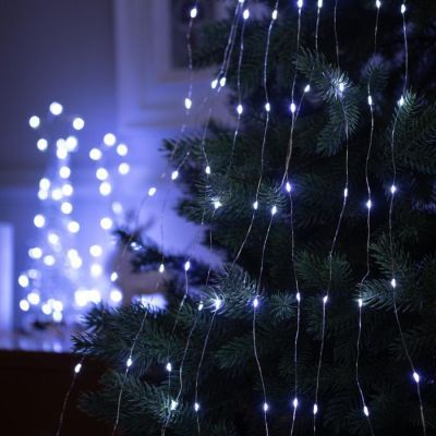 Гирлянда «Конский хвост» 10 нитей по 1 м, IP20, серебристая нить, 100 LED, свечение белое, 2 режима, AAх3