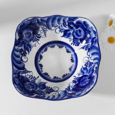 Салатник "Грация" ,  авт. Еремина Л.Г.,17х17х5см,1 сорт, гжель