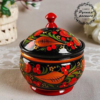 Сахарница «Ягодка», 11х12 см, хохлома