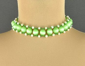 Колье Жемчуг, кошачий глаз "Изумрудная тропа" арт.КАП-696