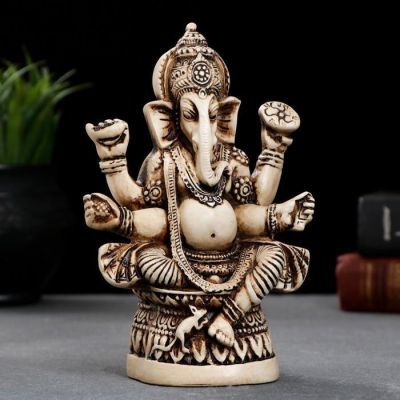 Фигура "Ганеша" 17х12см, кость / мраморная крошка