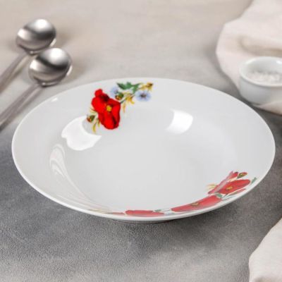 Тарелка глубокая «Маки красные», 500 мл, d=24 см