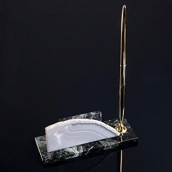 Набор настольный "Агат", 14х5х7 см, змеевик, агат, микс