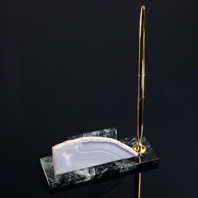 Набор настольный "Агат", 14х5х7 см, змеевик, агат, микс