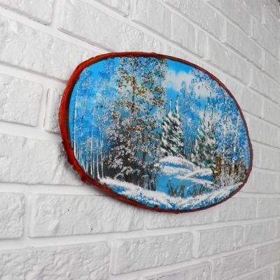 Панно на спиле "Зима", 60 см, каменная крошка, горизонтальное, микс