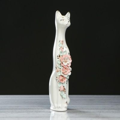 Копилка "Кот средний", покрытие глазурь, белая, 43 см, микс