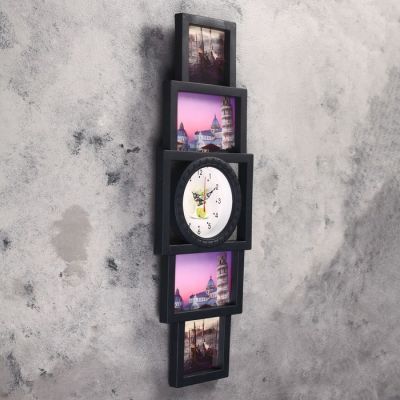 Часы настенные, серия: Фото, "Моя семья", 4 фоторамки, 27х55 см