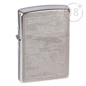 Зажигалка ZIPPO 200 Row Boat с покрытием Brushed Chrome
