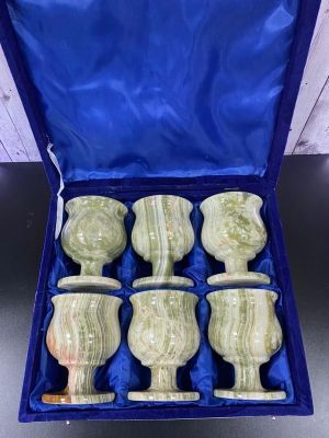 Набор бокалов из оникса для вина 6 шт (h = 9,5 см) в бархатной коробке (6шт)