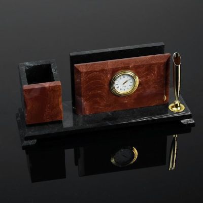 Набор настольный "Элит с часами", с 1 стаканом, лемезит, доломит