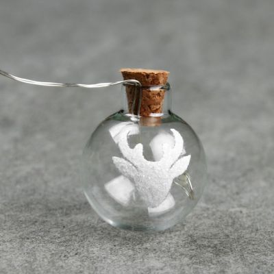 Гирлянда «Нить» 1.6 м с насадками «Шарики с оленем», IP20, прозрачная нить, 15 LED, свечение мульти, ААх2