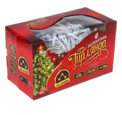 Гирлянда "Метраж" уличная, комнатная (20 м, нить белая, моргает. бело-синий)