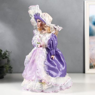 Кукла коллекционная керамика "Мария в сиреневом платье" 40 см