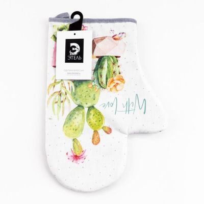 Варежка-прихватка "With love" 20х28см,саржа, 100% х/л, ватин 250г/м2