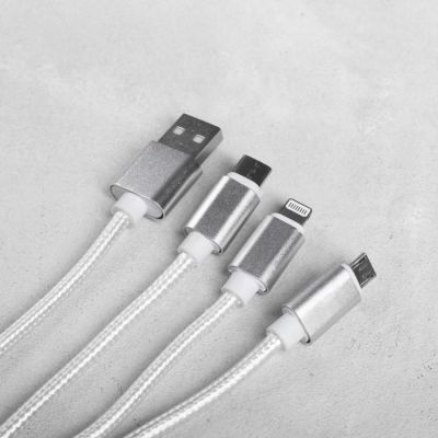 Набор аксессуаров для автомобиля «Характер и сила» 3 в 1 (магнитный держатель, USB-адаптер, кабель для зарядки)