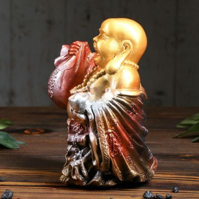 Копилка "Хотэй с мешком", глянец, бронзовый цвет, 19,5 см