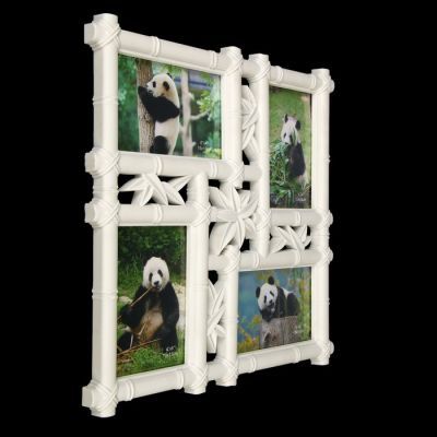 Фоторамка пластик на 4 фото 10х15 см "Бамбук" белая 36х36 см