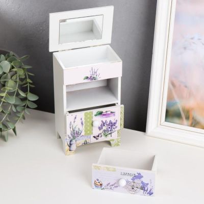 Шкатулка дерево комод 3 ящика "Прованс. Лаванда" 18,5х11,5х7,5 см