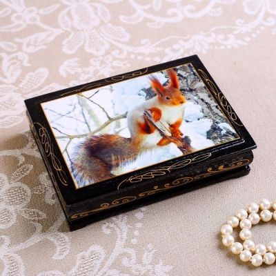 Шкатулка «Животные», 10×14 см, лаковая миниатюра, микс